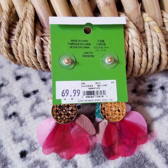 Kate Spade Vibrant Life Multi Pink Earrings Floral - Picture 6 of 7
